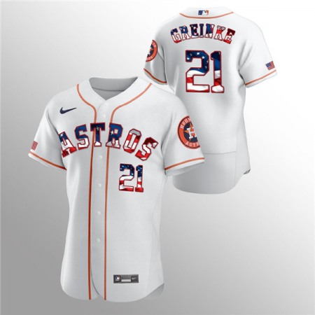 Men's Houston Astros #21 Zack Greinke White 2020 Stars & Stripes Flex Base Stitched Jersey