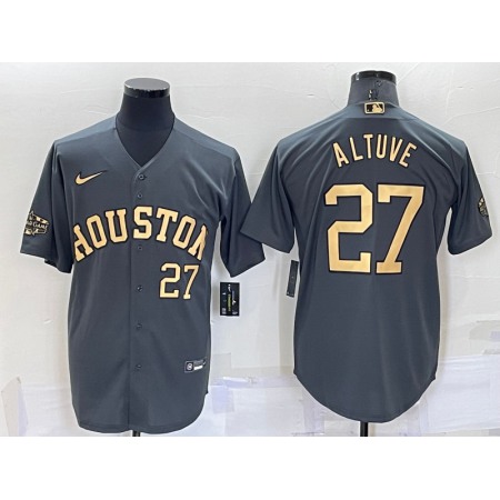Men's Houston Astros #27 Jose Altuve 2022 All-Star Charcoal Cool Base Stitched Baseball Jersey