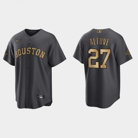 Men's Houston Astros #27 Jose Altuve 2022 All-Star Charcoal Cool Base Stitched Baseball Jersey