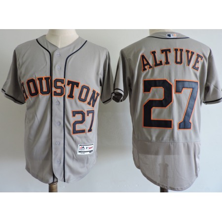 Men's Houston Astros #27 Jose Altuve Gray Elite Stitched MLB Jersey