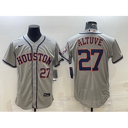 Men's Houston Astros #27 Jose Altuve Grey Flex Base Stitched Baseball Jersey