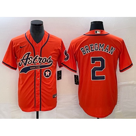 Men's Houston Astros #2 Alex Bregman Orange With Patch Cool Base Stitched Baseball Jersey