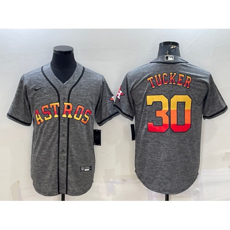 Men's Houston Astros #30 Kyle Tucker Grey Cool Base Stitched Baseball Jersey