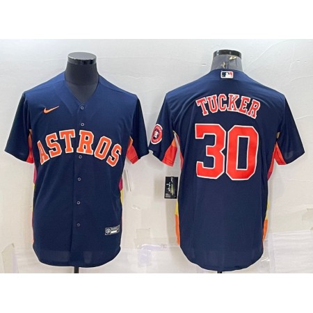 Men's Houston Astros #30 Kyle Tucker Navy With Patch Cool Base Stitched Jersey