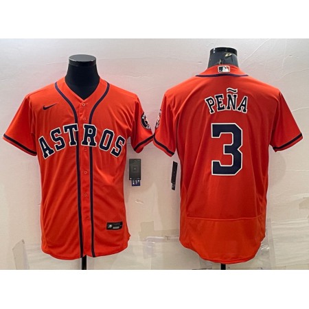 Men's Houston Astros #3 Jeremy Pena Orange Flex Base Stitched Baseball Jersey