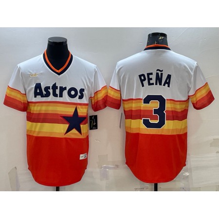 Men's Houston Astros #3 Jeremy Pena Orange Rainbow Cool Base Stitched Jersey