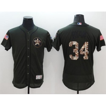 Astros #34 Nolan Ryan Green Flexbase Authentic Collection Salute to Service Stitched MLB Jersey