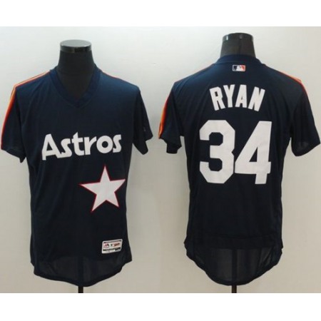 Astros #34 Nolan Ryan Navy Blue Flexbase Authentic Collection Cooperstown Stitched MLB Jersey