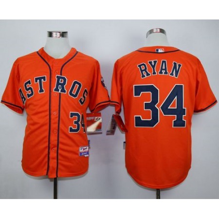 Astros #34 Nolan Ryan Orange Cool Base Stitched MLB Jersey