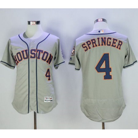 Astros #4 George Springer Grey Flexbase Authentic Collection Stitched MLB Jersey