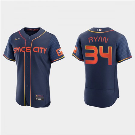 Men's Houston Astros #34 Nolan Ryan 2022 Navy City Connect Flex Base Stitched Baseball Jersey