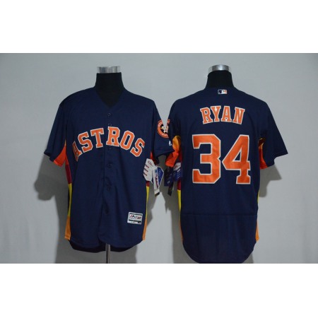 Men's Houston Astros #34 Nolan Ryan Majestic Alternate Navy Flex Base Authentic Collection Stitched MLB Jersey
