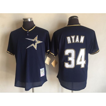 Men's Houston Astros #34 Nolan Ryan Mitchell And Ness Navy Blue 1997 Throwback Stitched MLB Jersey