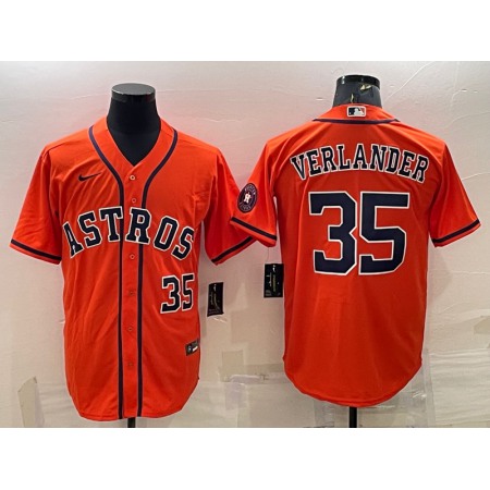 Men's Houston Astros #35 Justin Verlander Orange With Patch Cool Base Stitched Jersey