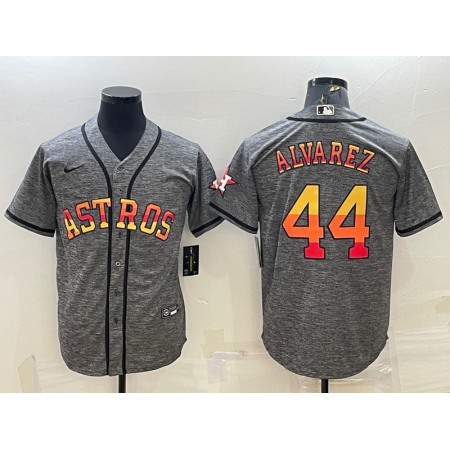 Men's Houston Astros #44 Yordan Alvarez Grey Cool Base Stitched Baseball Jersey