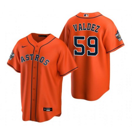 Men's Houston Astros #59 Framber Valdez Orange Cool Base Stitched Baseball Jersey