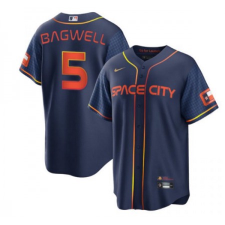 Men's Houston Astros #5 Jeff Bagwell 2022 Navy City Connect Cool Base Stitched Jersey