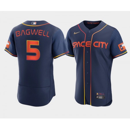 Men's Houston Astros #5 Jeff Bagwell 2022 Navy City Connect Flex Base Stitched Baseball Jersey