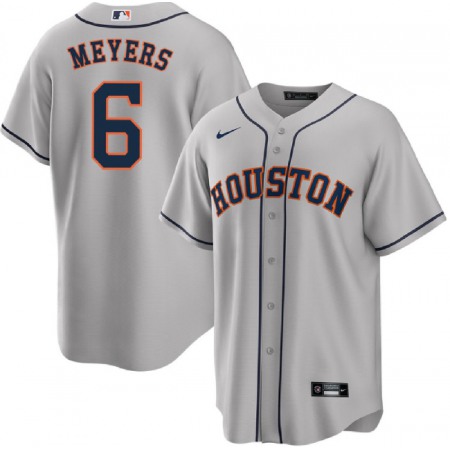 Men's Houston Astros #6 Jake Meyers Grey Cool Base Stitched Baseball Jersey