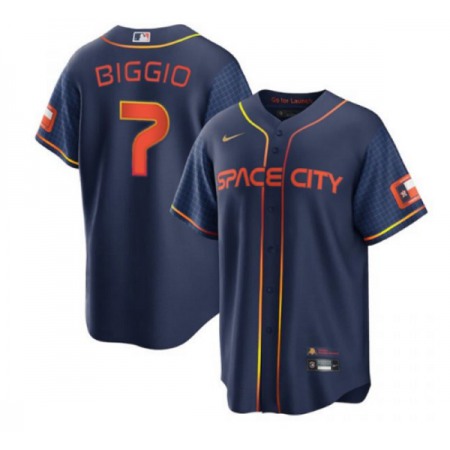 Men's Houston Astros #7 Craig Biggio 2022 Navy City Connect Cool Base Stitched Jersey