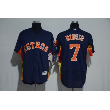 Men's Houston Astros #7 Craig Biggio Majestic Alternate Navy Flex Base Authentic Collection Stitched MLB Jersey