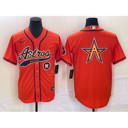 Men's Houston Astros Orange Team Big Logo With Patch Cool Base Stitched Baseball Jersey