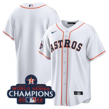 Men's Houston Astros Blank White 2022 World Series Champions Home Stitched Baseball Jersey