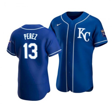Men's Kansas City Royals #13 Salvador Perez Royal Flex Base Stitched Jersey