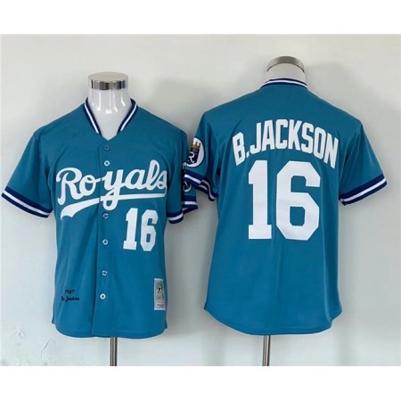 Men's Kansas City Royals #16 Bo Jackson Blue Cool Base Stitched Jersey