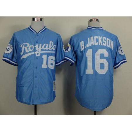 Mitchell and Ness Royals #16 Bo Jackson Light Blue Throwback Stitched MLB Jersey
