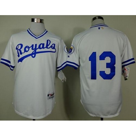 Royals #13 Salvador Perez White 1974 Turn Back The Clock Stitched MLB Jersey