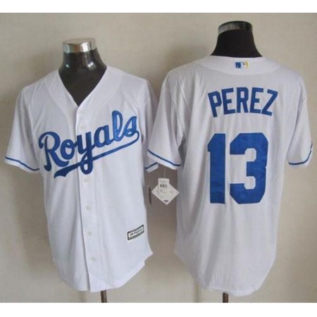 Royals #13 Salvador Perez White New Cool Base Stitched MLB Jersey