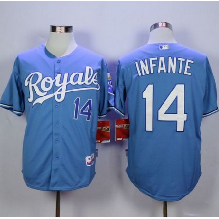 Royals #14 Omar infante Light Blue Alternate 1 Cool Base Stitched MLB Jersey