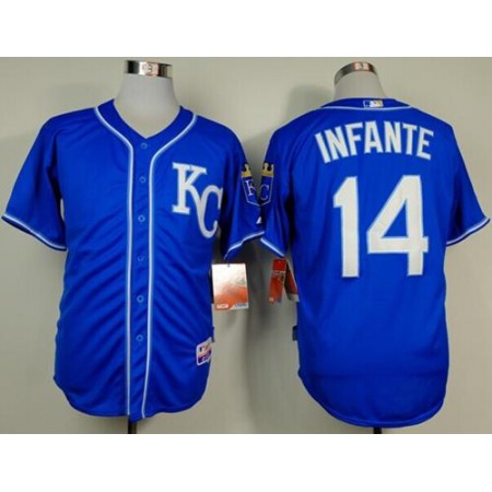 Royals #14 Omar infante Light Blue Alternate 2 Cool Base Stitched MLB Jersey