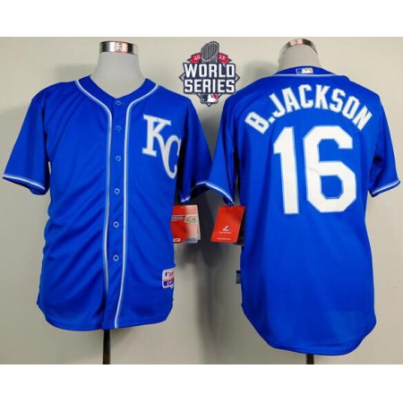 Royals #16 Bo Jackson Light Blue Alternate 2 Cool Base W/2015 World Series Patch Stitched MLB Jersey