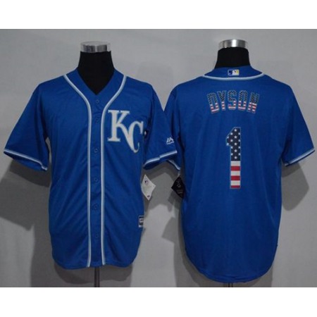 Royals #1 Jarrod Dyson Blue USA Flag Fashion Stitched MLB Jersey