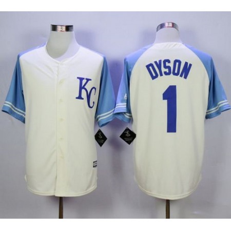 Royals #1 Jarrod Dyson Cream Exclusive Vintage Stitched MLB Jersey