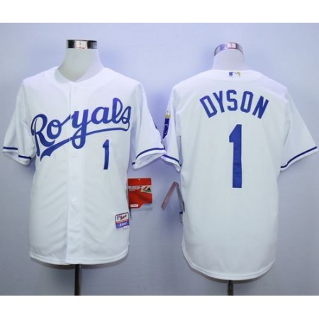 Royals #1 Jarrod Dyson White Cool Base Stitched MLB Jersey