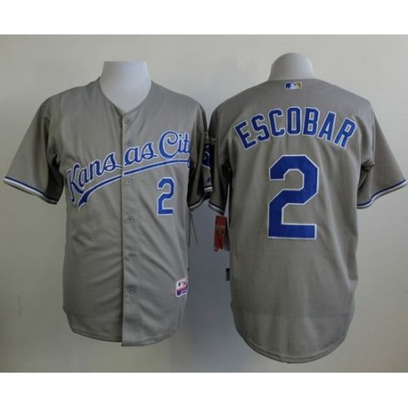 Royals #2 Alcides Escobar Grey Cool Base Stitched MLB Jersey