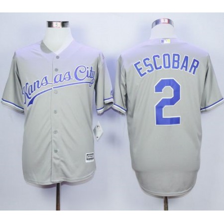 Royals #2 Alcides Escobar Grey New Cool Base Stitched MLB Jersey