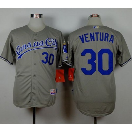 Royals #30 Yordano Ventura Grey Road Cool Base Stitched MLB Jersey
