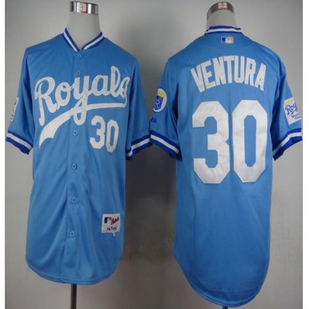 Royals #30 Yordano Ventura Light Blue 1985 Turn Back The Clock Stitched MLB Jersey