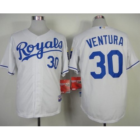 Royals #30 Yordano Ventura White Cool Base Stitched MLB Jersey