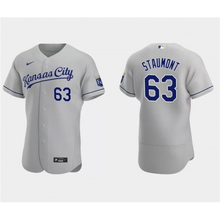 Men's Kansas City Royals #63 Josh Staumont Grey Flex Base Stitched MLB Jersey