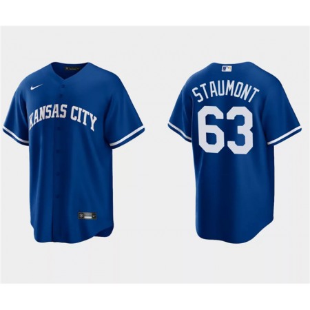 Men's Kansas City Royals #63 Josh Staumont Royal Cool Base Stitched Baseball Jersey