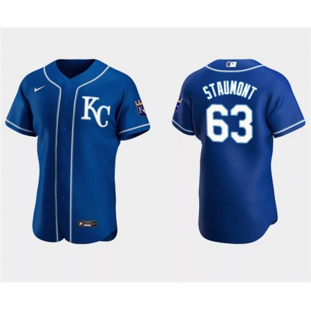 Men's Kansas City Royals #63 Josh Staumont Royal Flex Base Stitched MLB Jersey