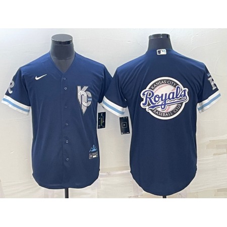 Men's Kansas City Royals Navy Team Big Logo City Connect Cool Base Stitched Jersey