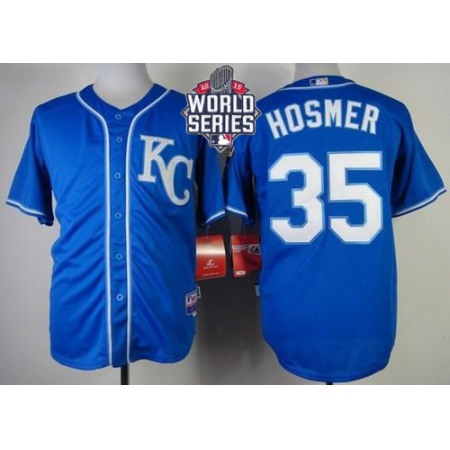 Royals #35 Eric Hosmer Blue Alternate 2 Cool Base W/2015 World Series Patch Stitched MLB Jersey