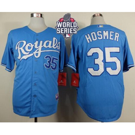 Royals #35 Eric Hosmer Light Blue Alternate 1 Cool Base W/2015 World Series Patch Stitched MLB Jersey