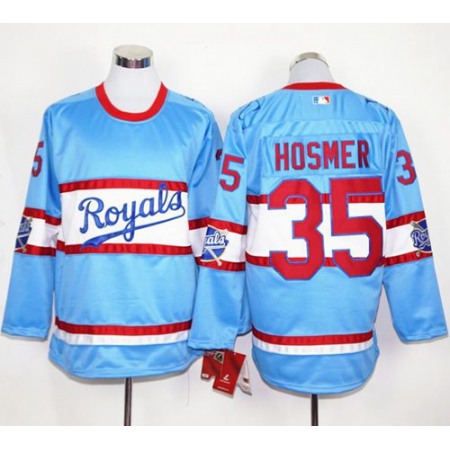 Royals #35 Eric Hosmer Light Blue Long Sleeve Stitched MLB Jersey